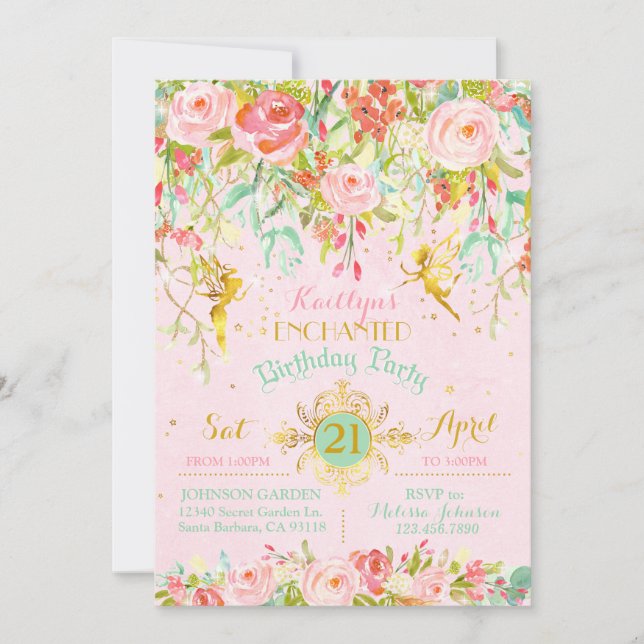 Sparkle Fairy Enchanted Garden Birthday Invitation (Front)