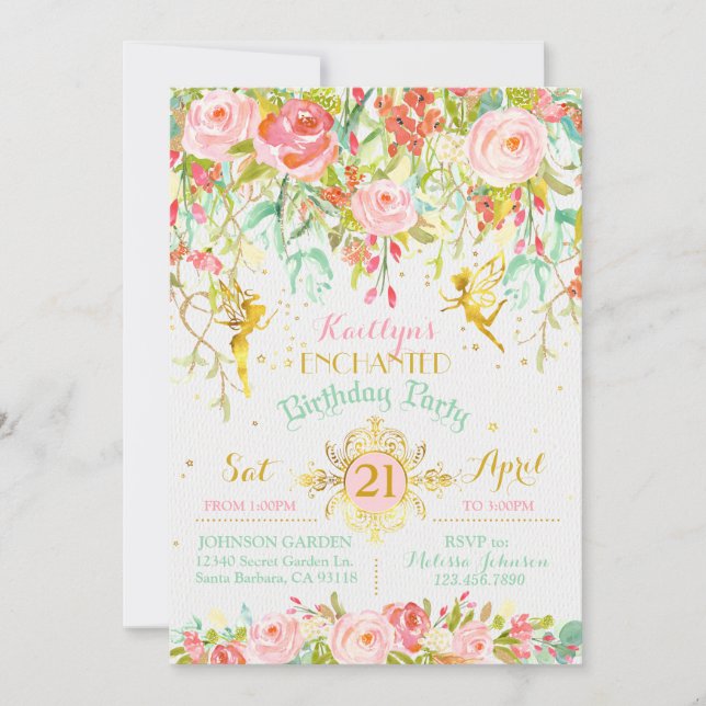 Sparkle Fairy Enchanted Garden Birthday Invitation (Front)