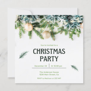 Sparkle Fir Twigs Christmas Invitation