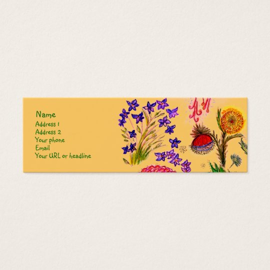 Sparkle Flowers card. Mini Business Card