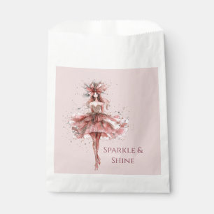 Sparkle Girl in Pink Rose Gold Dress Favour Bags