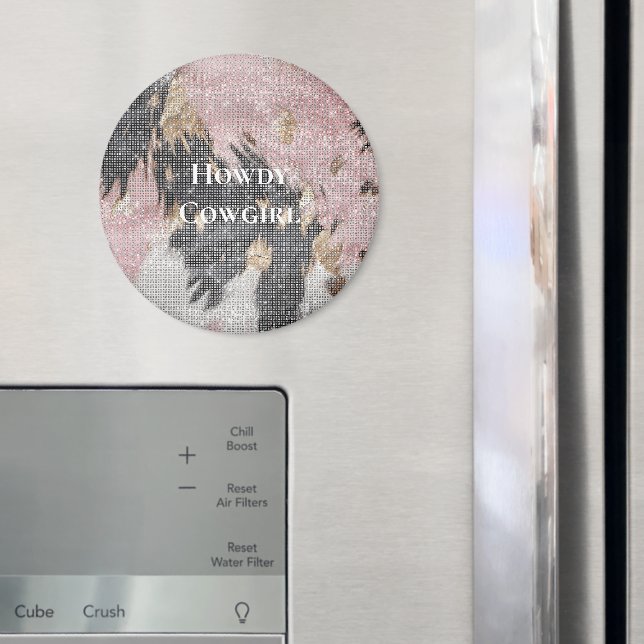 Sparkle Girly Pink Black Gold Cowgirl Cowhide Magnet (In Situ (Fridge))