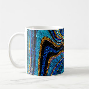 Sparkle Glam Glitter girly marble art blue Coffee  Mug