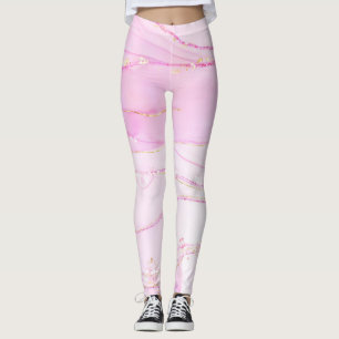 Sparkle Glam Glitter girly marble art pink Legging