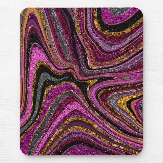 Sparkle Glam Glitter girly marble art pink Mouse Mat (Front)