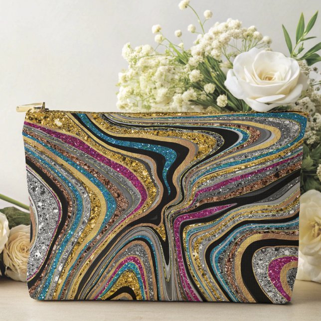 Sparkle Glam glittery girly marble art Accessory Pouch (Creator Uploaded)