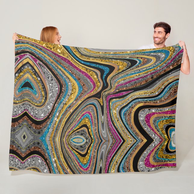 Sparkle Glam glittery girly marble art Fleece Blanket (In Situ)