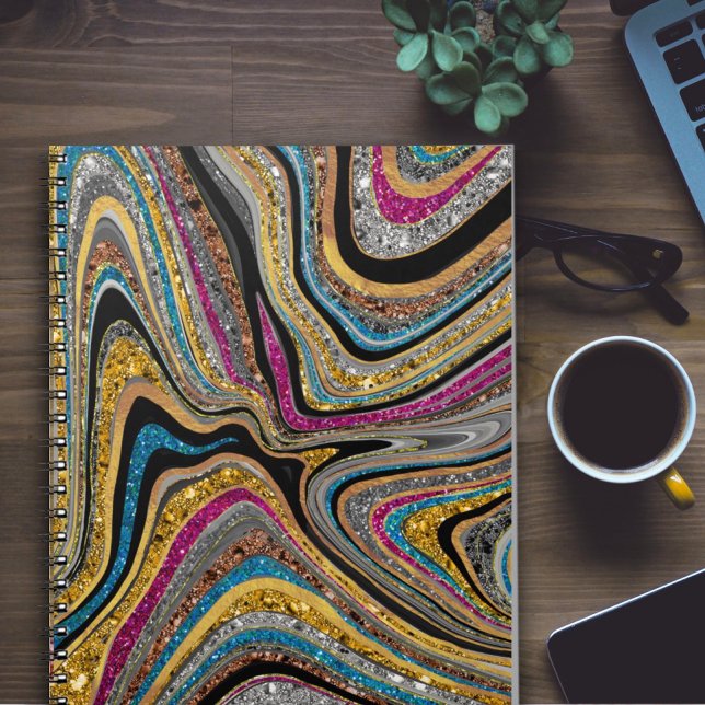 Sparkle Glam glittery girly marble art Notebook (Creator Uploaded)