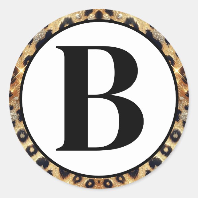 Sparkle Glam Gold Black Leopard Cheetah Print  Classic Round Sticker (Front)