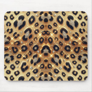 Sparkle Glam Gold Black Leopard Cheetah Print  Mouse Mat