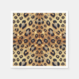 Sparkle Glam Gold Black Leopard Cheetah Print Napkin