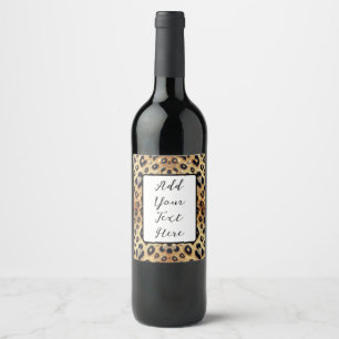 Sparkle Glam Gold Black Leopard Cheetah Print Wine Label