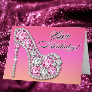 Sparkle Glam Stiletto Birthday Card