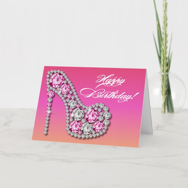 Sparkle Glam Stiletto Birthday Foil Greeting Card (Front)