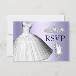 Sparkle Glitter Dress & Heels Quinceanera RSVP Invitation