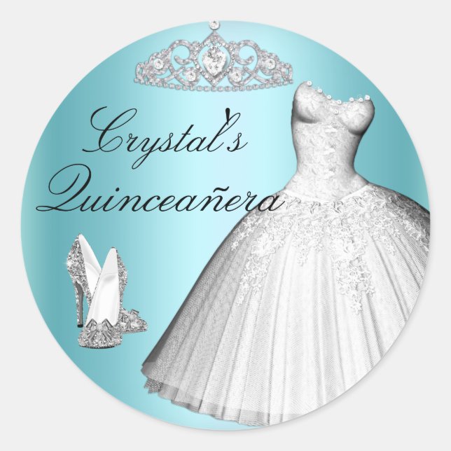 Sparkle Glitter Dress & Heels Quinceanera Sticker (Front)