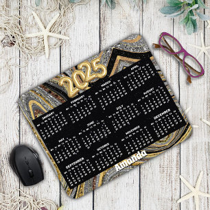 Sparkle Glitter girly marble art grey gold 2025 Mouse Mat