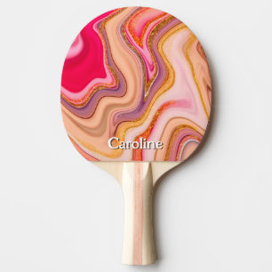 Sparkle Glitter girly Marble Art Pink Gold custom Ping Pong Paddle