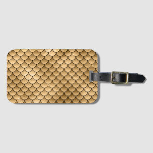Sparkle Glitter Golden Bronze Fish Scale Mermaid Luggage Tag