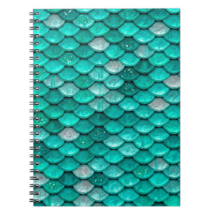 Sparkle Glitter Green Aqua Mermaid Scales Notebook