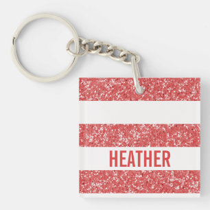 Sparkle Glitter Look Stripes Acrylic Keychain