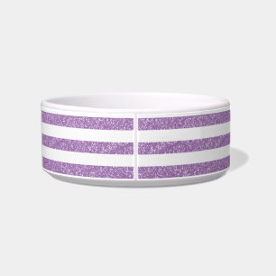 Sparkle Glitter Look Stripes Cat Bowl