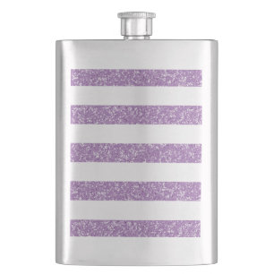 Sparkle Glitter Look Stripes Classic Flask