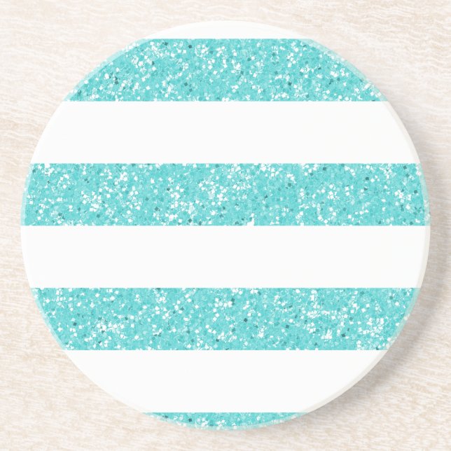 Sparkle Glitter Look Stripes Coaster (Front)