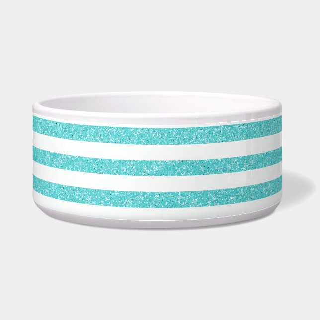 Sparkle Glitter Look Stripes Dog Bowl (Front)