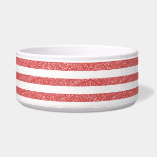 Sparkle Glitter Look Stripes Dog Bowl