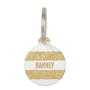 Sparkle Glitter Look Stripes Dog Tag