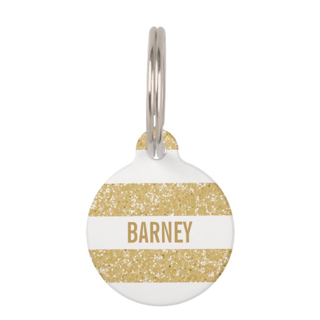 Sparkle Glitter Look Stripes Dog Tag (Front)