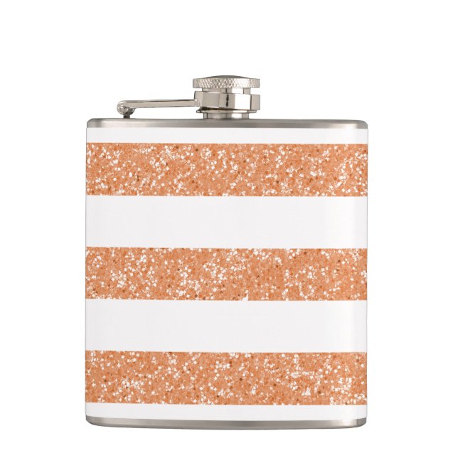Sparkle Glitter Look Stripes Flask (Front)
