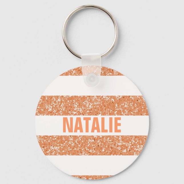 Sparkle Glitter Look Stripes Keychain (Front)