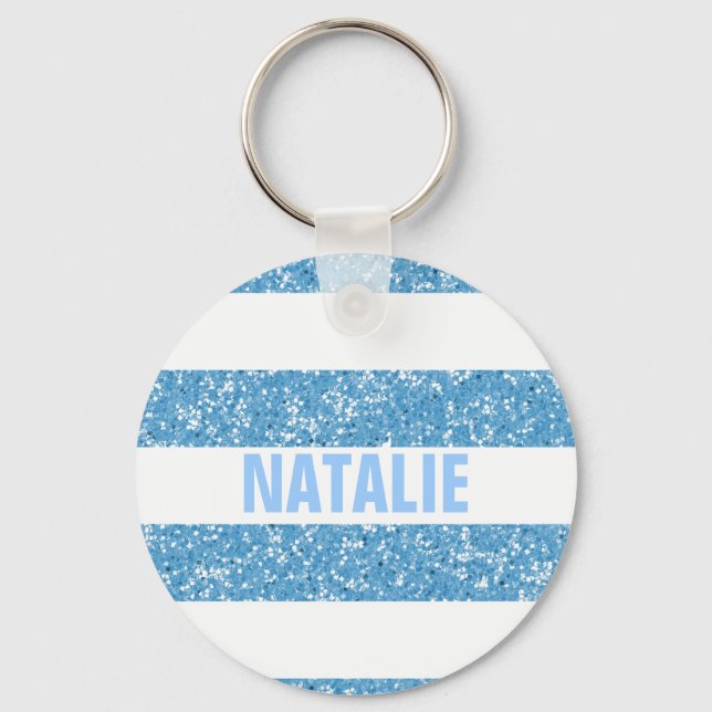 Sparkle Glitter Look Stripes Keychain (Front)