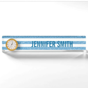 Sparkle Glitter Look Stripes Nameplate