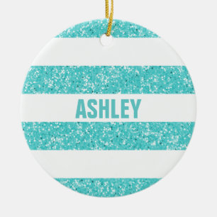 Sparkle Glitter Look Stripes Ornament