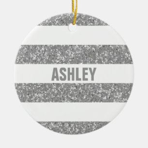 Sparkle Glitter Look Stripes Ornament