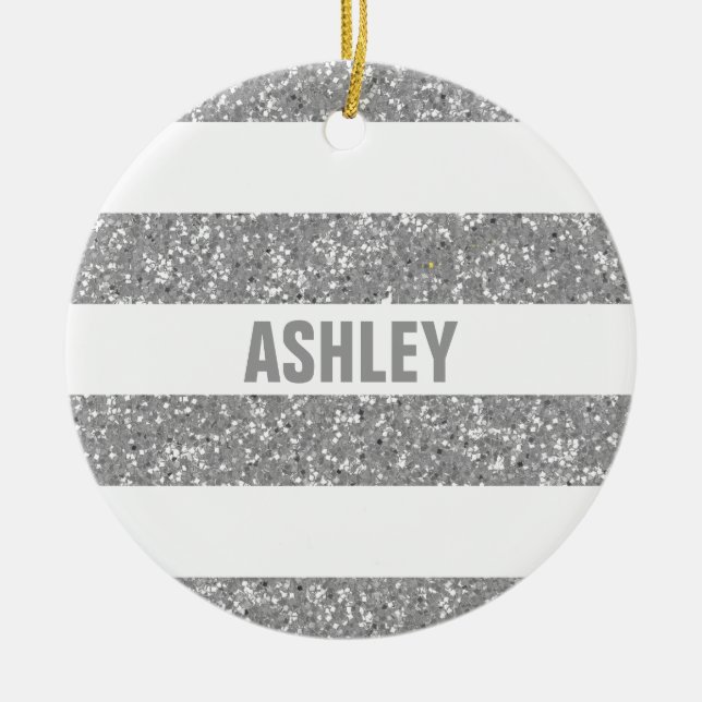 Sparkle Glitter Look Stripes Ornament (Front)