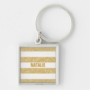 Sparkle Glitter Look Stripes Premium Keychain