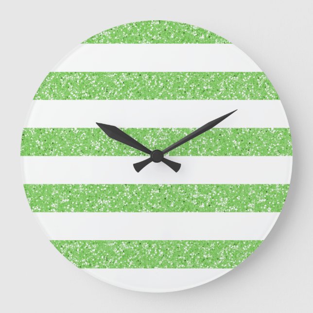 Sparkle Glitter Look Stripes Wall Clock (Front)