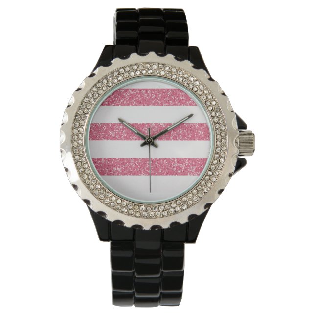 Sparkle Glitter Look Stripes Watch (Front)