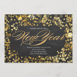 Sparkle Glitter New Years Invitation
