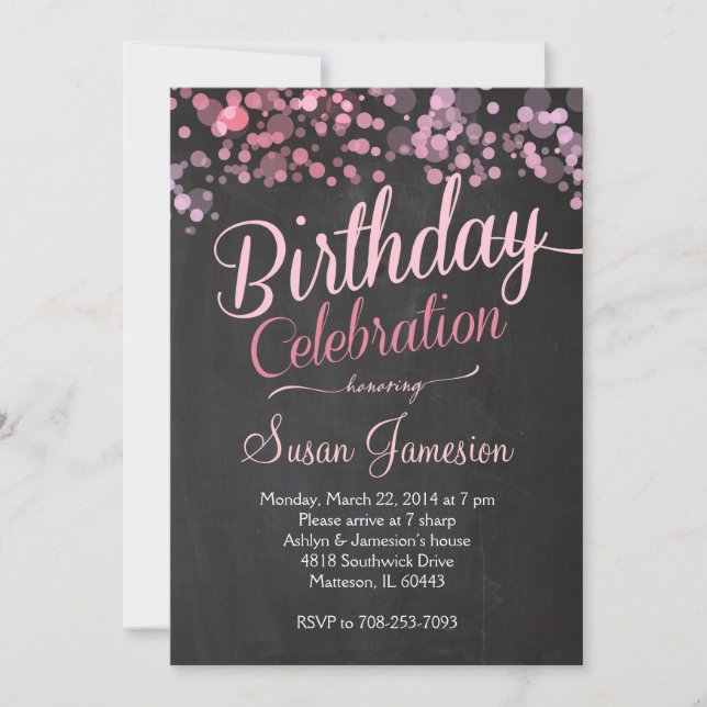 Sparkle Glitter  Pink Birthday Invitation (Front)