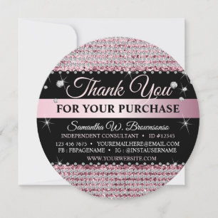 Sparkle Glitter Pink Jewellery Thank You circle Invitation