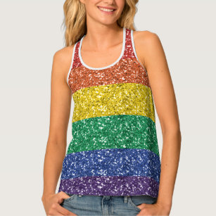 Sparkle Glitter Rainbow Sequin look Pride Tank Top