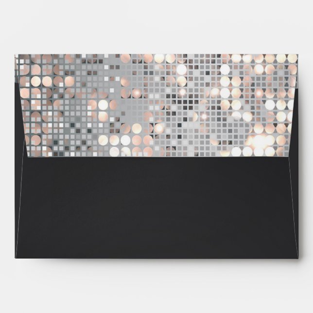 Sparkle Glitter Sequins Black Invitation Envelopes (Back (Top Flap))