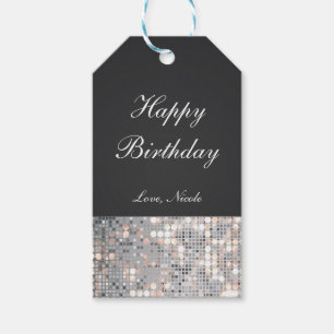 Sparkle Glitter Sequins Glam Black Party Gift Tag