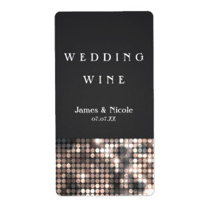 Sparkle Glitter Sequins Glam Wedding Wine Labels