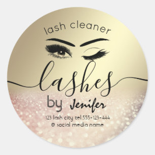 Sparkle glittery wink lash extension lash cleaner classic round sticker